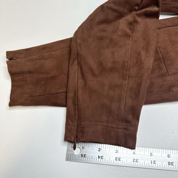 Sundance Pants Womens 8 Faux Suede Brown Legging Skinny Moto Zip Hem Academia - Picture 13 of 14